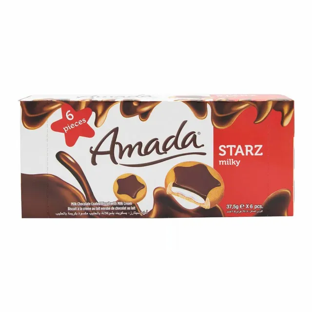 أمادا ستارز ميلكي شوكو بسكويت مغطى بكريم حليب، 12x37.5g