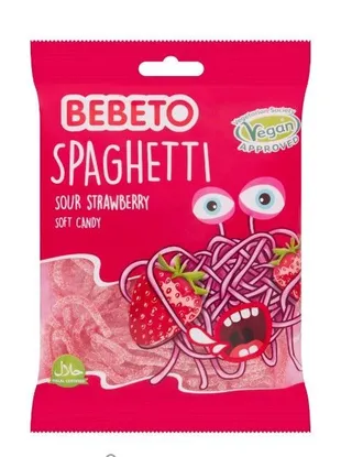 Bebeto Spaghetti Strawberry Candy, 80g