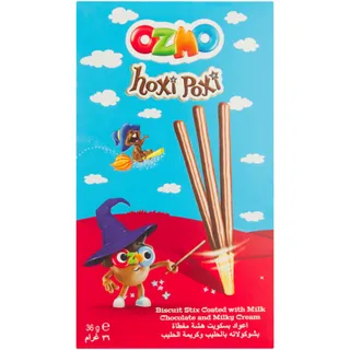 Ozmo Hoxi-Poxi Biscuit Sticks Coated with Milk Chocolate & Milky Cream, 36g