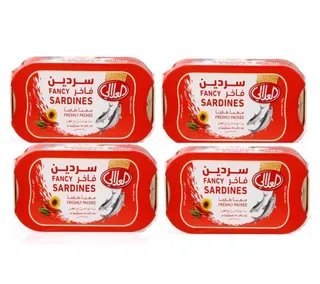 ألالي سردين فاخر في زيت عباد الشمس بالفلفل الحار, 4x100g