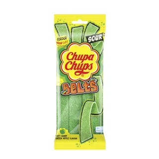 Chupa Chups Green Apple Flavour Sour Belts, 90g