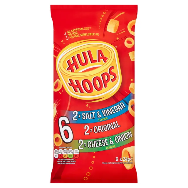 Hula Hoops Assorted Flavours Potato Rings, 6x24g