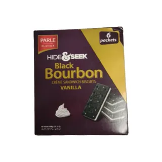 Parle Hide & Seek Black Bourbon Vanilla Creme Sandwich Biscuits, 600g