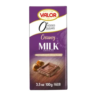 Valor No Sugar Added Milk Chocolate with Hazelnut Cream, 100g