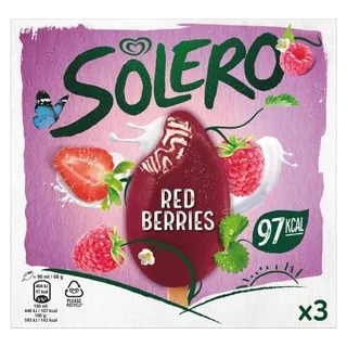 Solero Red Berries Ice Cream Sticks, 3x90ml