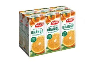 KDD Orange 100% Juice, No Added Sugar, 6x180ml