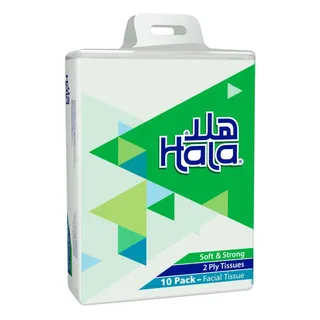 Hala PE 160 Sheets Soft and Strong Facial Tissues Value Pack, 10 Pack