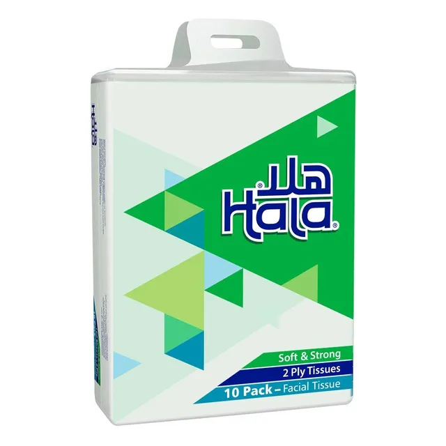 Hala PE 160 Sheets Soft and Strong Facial Tissues Value Pack, 10 Pack