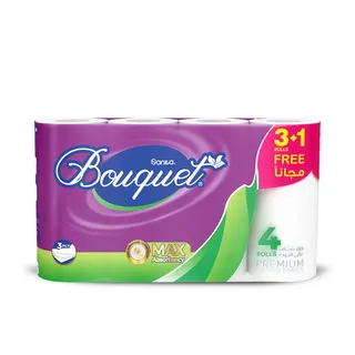 Sanita Bouquet Premium 3Ply Kitchen Towel, 54 Sheets, 3+1 Rolls