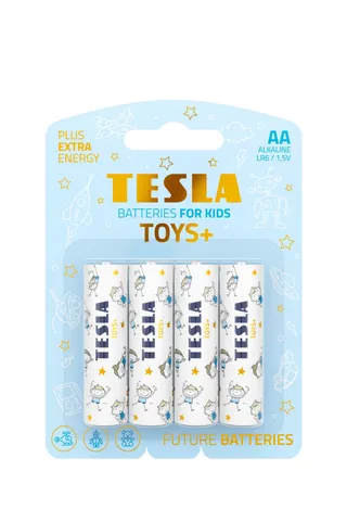 Tesla Batteries Maximum Power AA Toys+ Boy Alkaline, 4 Pieces