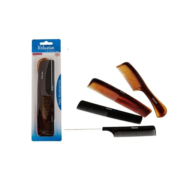 Xcluzive Brown Family Combs Pack, 4 Pieces