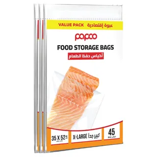 Papco Food Storage Bags, X-Large, 3x15 Bags
