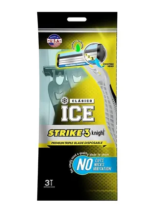 Clasico Ice Strike 3 Knight Disposable Triple Blade Razor, (3+3) Value Pack