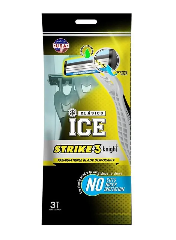Clasico Ice Strike 3 Knight Disposable Triple Blade Razor, (3+3) Value Pack