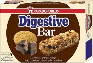 Papadopoulos Digestive Bar Choc Chips & Choc Mp 5X28g