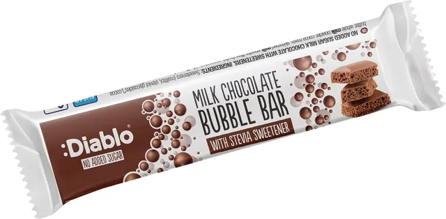Diablo Stevia No Added Sugar Milk Chocolate Bubble Bar, 30g