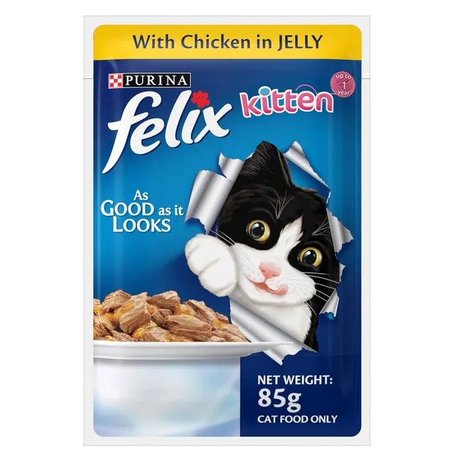 Felix As Good As It Looks Chicken in Jelly Kitten Food Pouch 85g