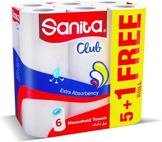Sanita Club Kitchen Towel Rolls, 6x40 tissues
