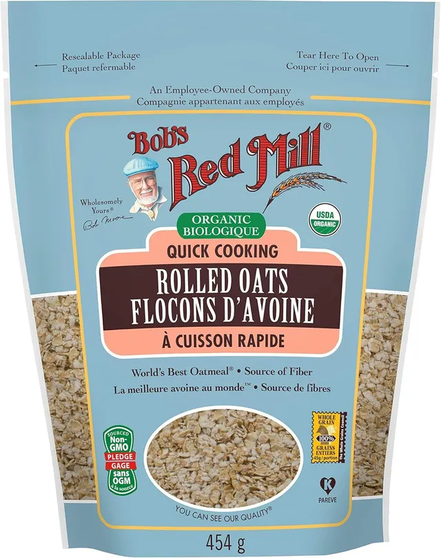 Bob'S Red Mill Organic Oats Rolled Quick 453 gm