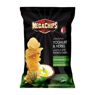 ميجا تشيبس شيبس بطاطس يوغورت وأعشاب، 85جم
