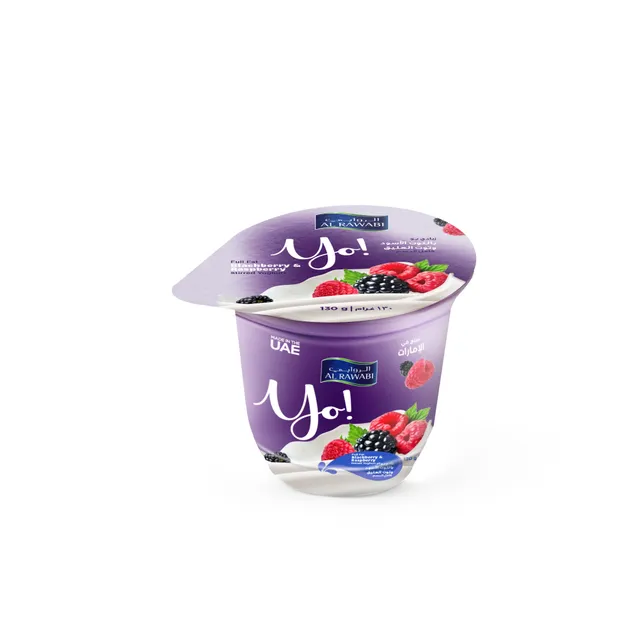 الروابي يو فول فات بلاك بيري ورازبيري ستيرد يوغورت، 130g