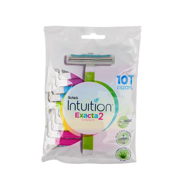 Schick Intuition Exacta2 Multi Color Disposable Razors for Women 10 Pieces