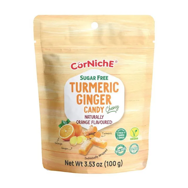 Corniche Chewy Orange Sugar Free Turmeric Ginger Candy, 100g