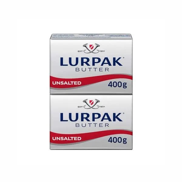 Lurpak Foil Unsalted Butter, 2x400g