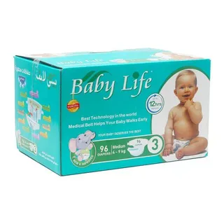 بيبي لايف حفاضات أطفال, 4-9كجم, 96 بنطلون