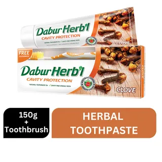 Dabur Herbal Cavity Protection Clove Toothpaste, 150g + Toothbrush