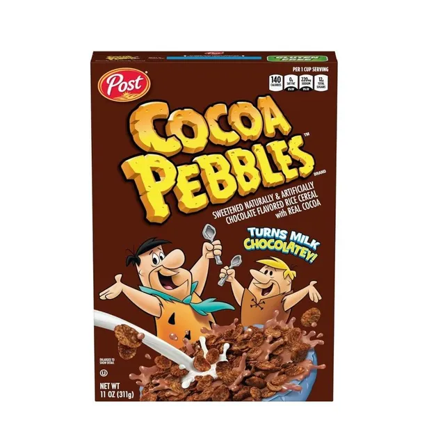Post Cocoa Pebbles Sweetened Rice Gluten Free Low Fat Breakfast Cereal, 311g