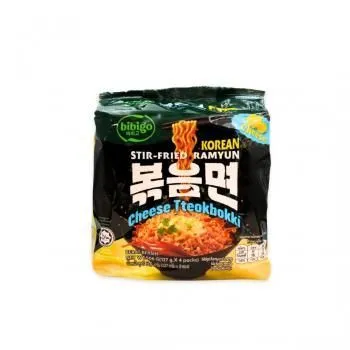 Bibigo Cheese Tteokbokki Stir-Fried Ramen Noodles, 4x122g