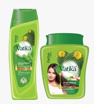 Vatika Cactus & Gergir Hot Oil Treatment, 1kg + Hair Fall Control Shampoo, 200ml