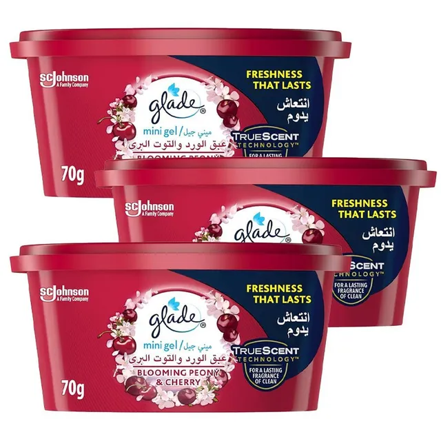 Glade Mini Gel Peony Air Freshener, 3x70g