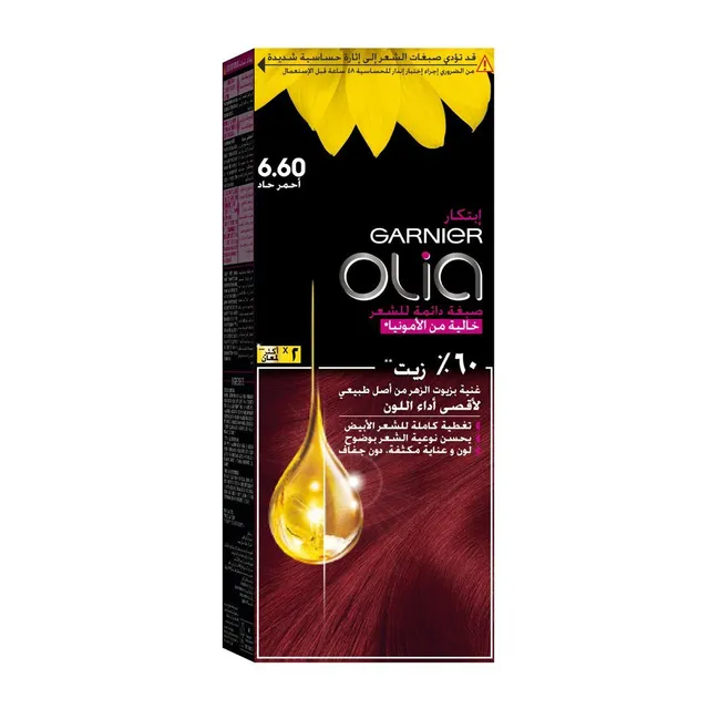 Garnier Olia, 6.6 Intense Red, No Ammonia Permanent Haircolor, With 60% Oils