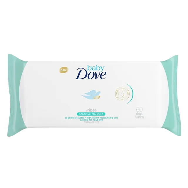 Dove Fragrance Free Moisturizing Baby Wipes, 50 Pieces