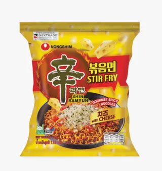Nongshim Shin Ramyun Stir Fry with Cheese Spicy Noodles, 136g