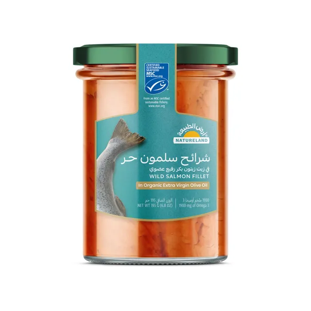 Natureland Wild Salmon Fillet in Organic Extra Virgin Olive Oil, 195g
