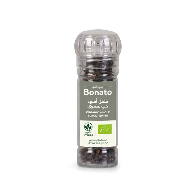 Bonato Organic Whole Black Pepper, 55g