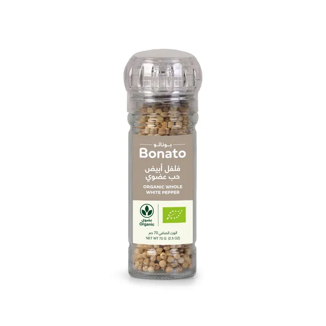 Bonato Organic Whole White Pepper, 70g