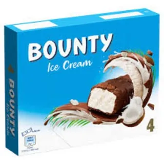 Bounty Ice Cream Bar Cotted with Chocolate & Coconut, 4 Pieces