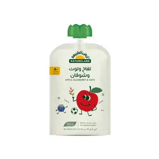 Natureland Organic Apple Blueberry & Oats Puree, 100g