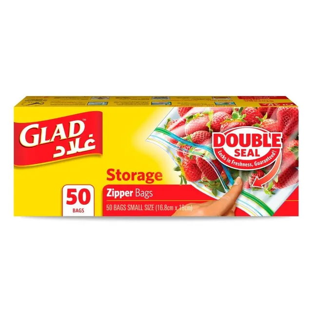Glad Storage Zipper Bags (27.4x26.5cm), 50 Bags