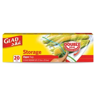 Glad Storage Zipper Bags (27.4x26.5cm), 20 Bags