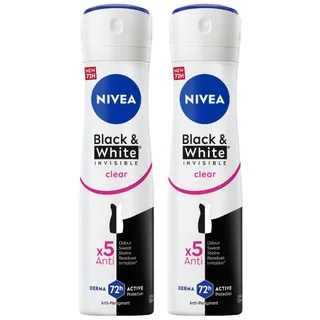 نيفيا وومنز بلاك اند وايت إنفيزيبل مضاد للتعرق، 2x150ml