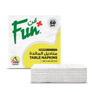 Fun Everyday 2 Ply Paper Napkin Tissue Paper 40 x 40 cm White Pack of 50