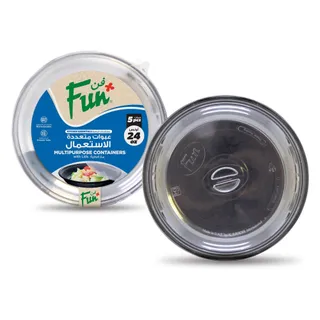 Fun Multipurpose Round Container + Lid Black 24oz 5 Pcs