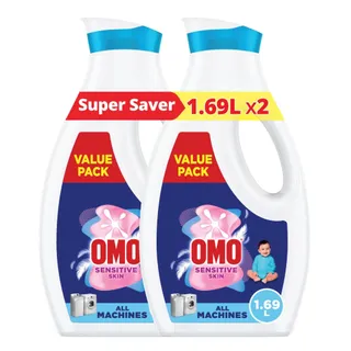 OMO Sensitive Liquid Laundry Detergent, 2x1.69L