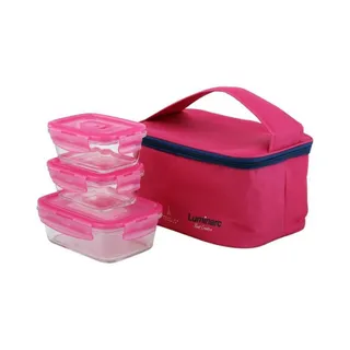 Luminarc Rectangle Pure Box, Set Of 3 Pieces + Lunch Bag