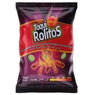 Taqui Rolitos Hot Chilli Pepper & Lime Tortilla Chips 56 g